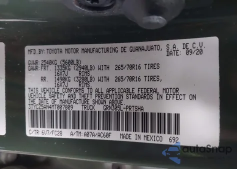 2021 Toyota Tacoma Sr5 V6 z USA, uszkodzony, nr VIN 3TYCZ5AN4MT007809